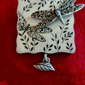 Vintage Pewter Pin with Dragonfly
